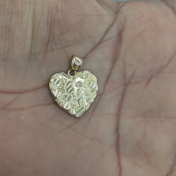 10kt Real Gold Heart Nugget Pendant
